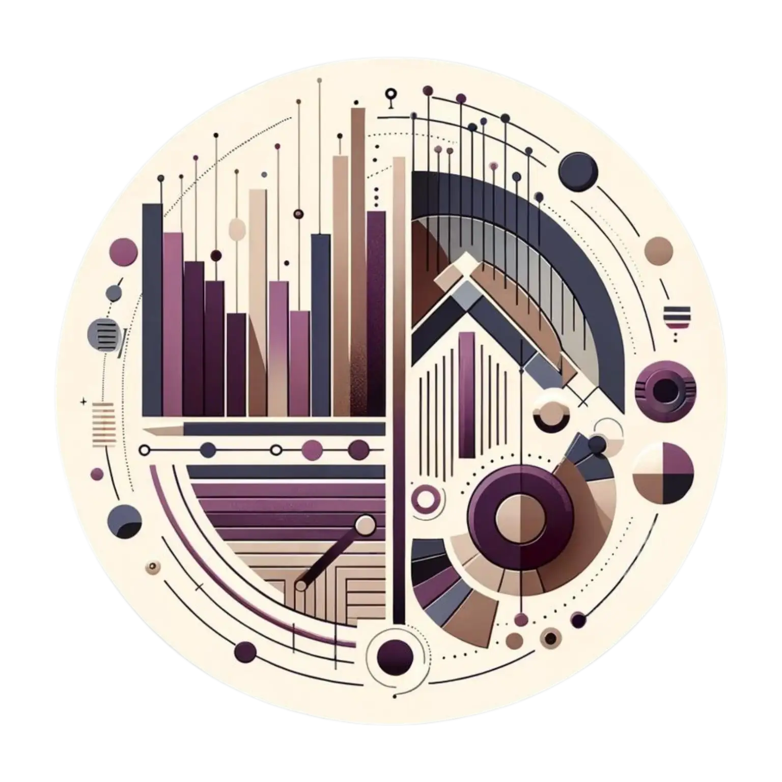 Abstrakcyjna ilustracja analizy porównawczej (benchmark), z elementami finansowymi i dokumentacyjnymi.